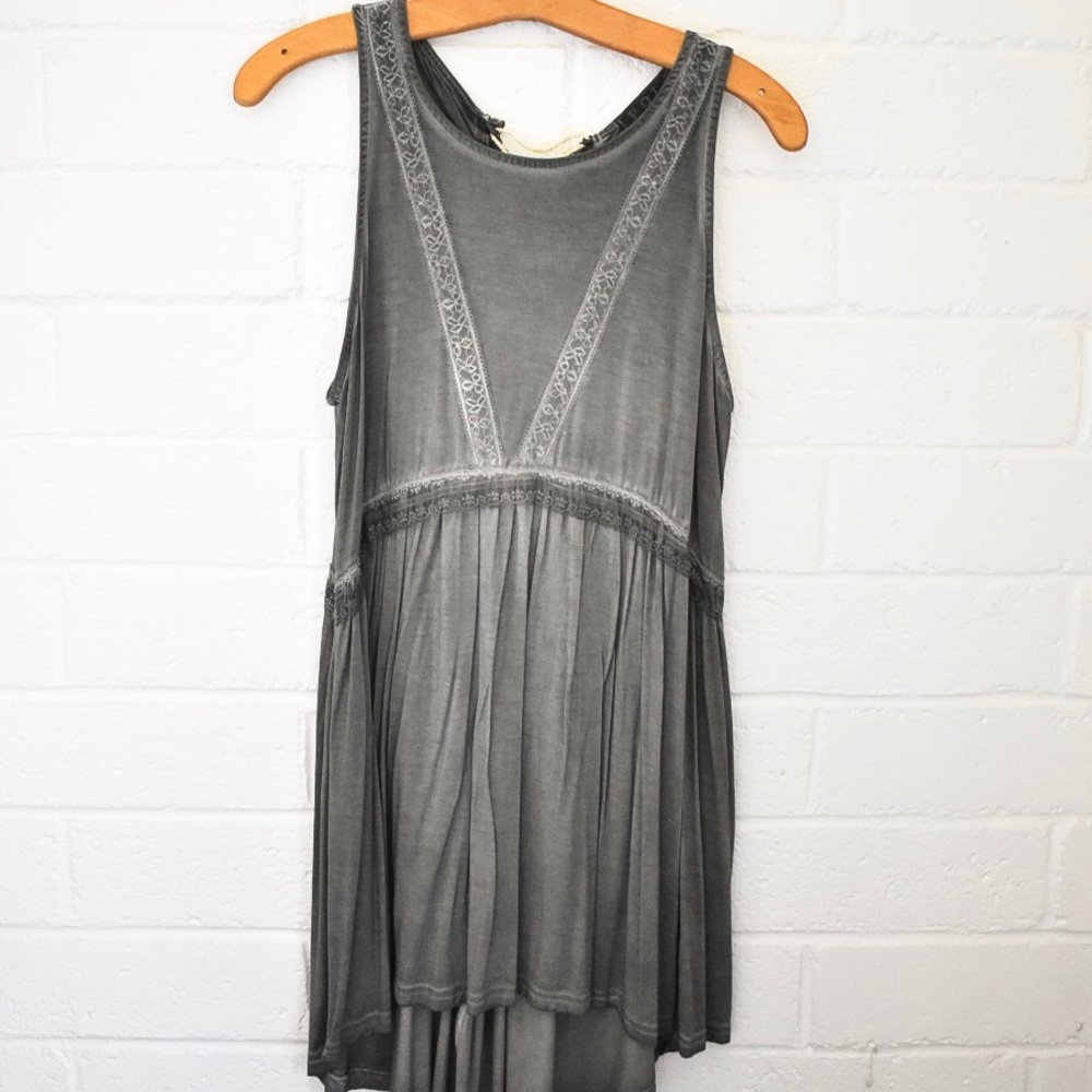 Long flowy boho grey tank top